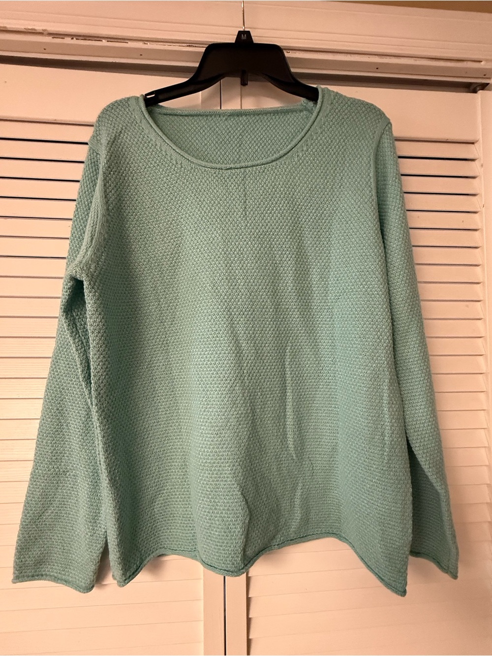 Light Aqua Waffle Knit Sweater
